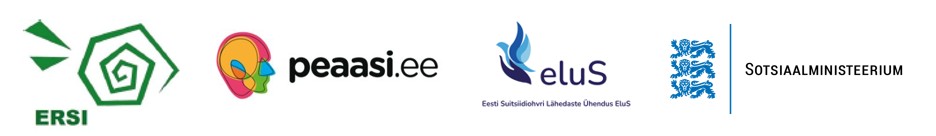 ERSI, Peaasi.ee, Eesti Suitsiidiohvri Lähedaste Ühendus EluS ja Sotsiaalministeeriumi logod